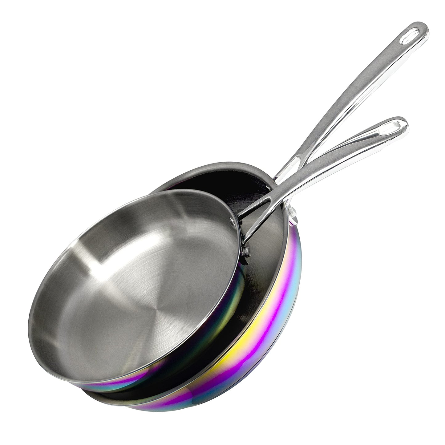 Iridescent Rainbow Cookware Set - Premium Heavy Duty Stainless Steel and Titanium Pots & Pans Set