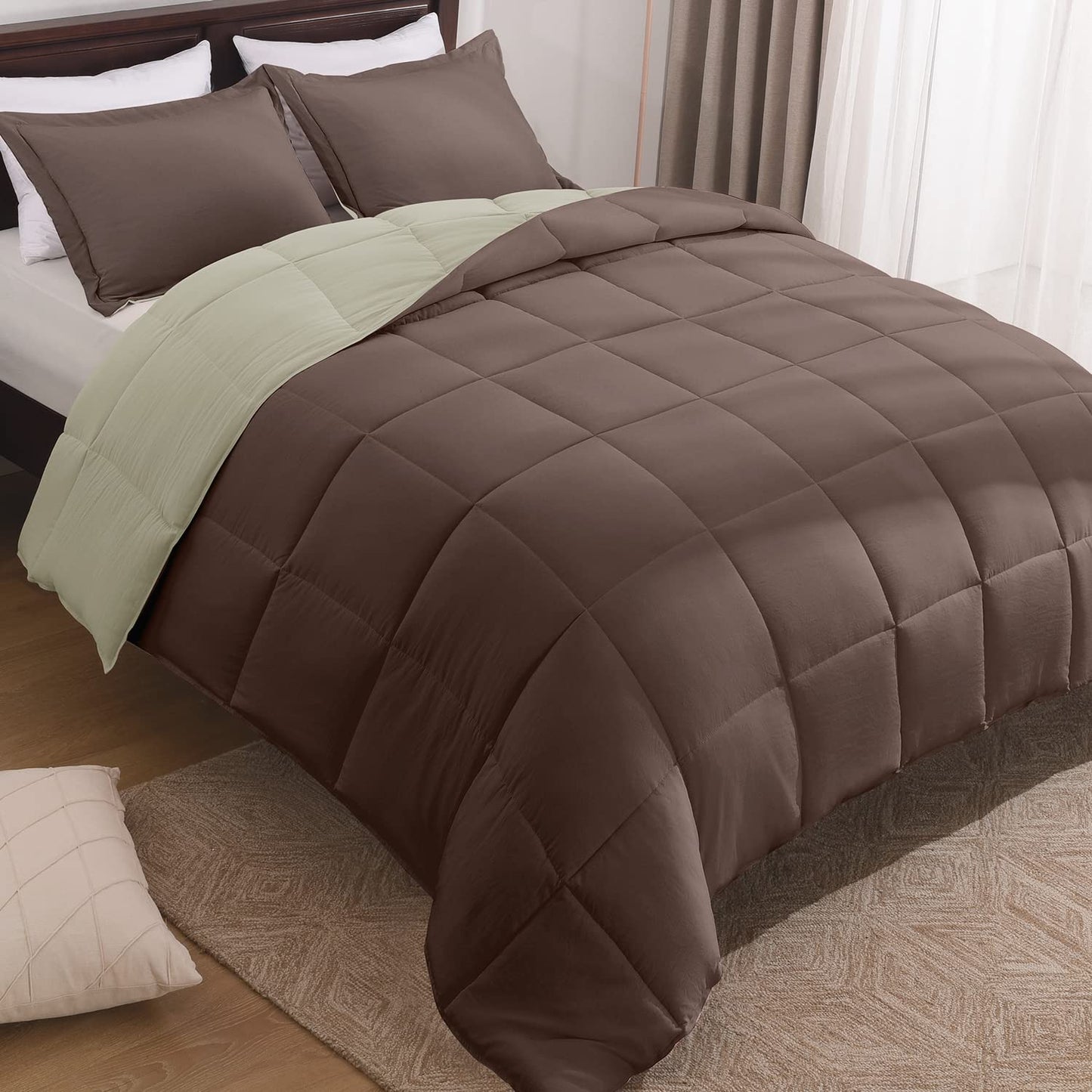 Fluffy Comforter Queen Set for All Seasons - Reversible Set