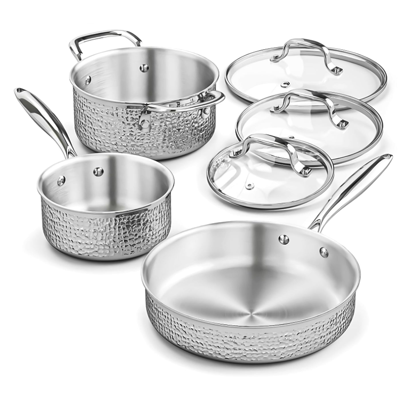 Nonstick Pots and Pans Set, Brown Granite Induction with Stay Handles