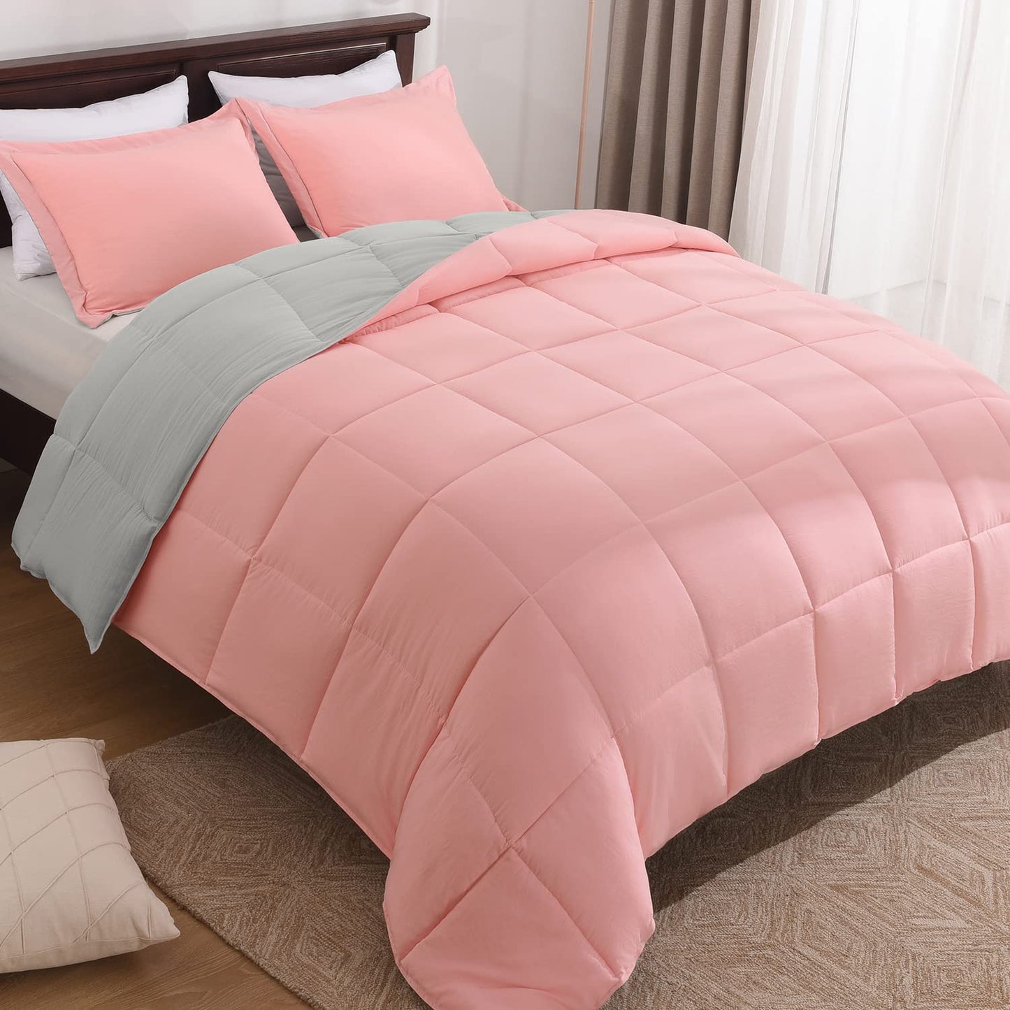 Fluffy Comforter Queen Set for All Seasons - Reversible Set