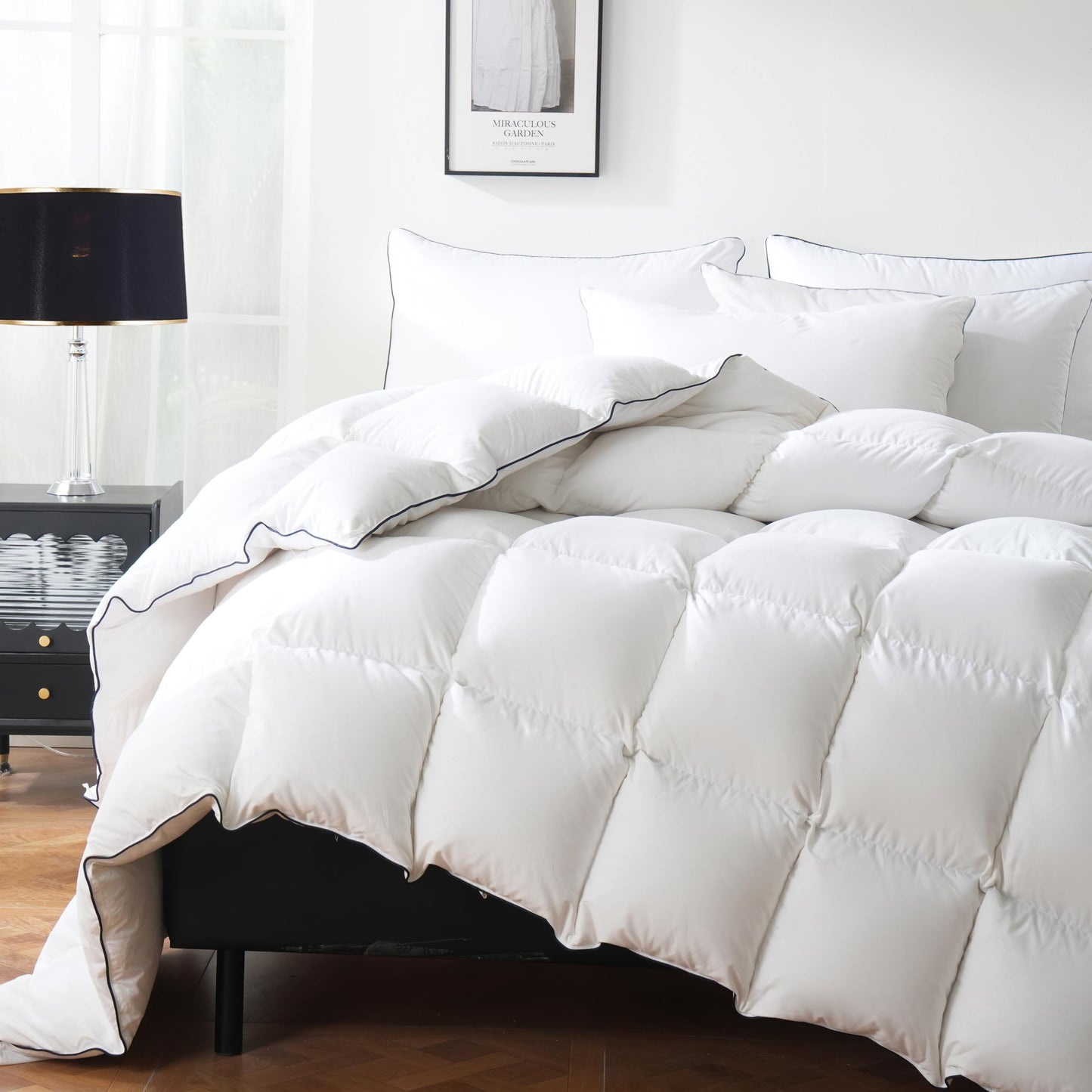 Feather Down Comforter Queen Size, All Season White Down Duvet Insert