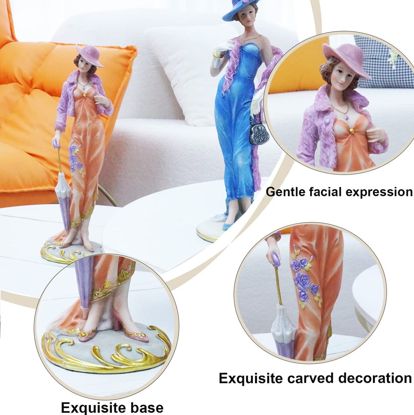 Collectible Figurines, Statues. Hand Painted Sculpture for Home Décor