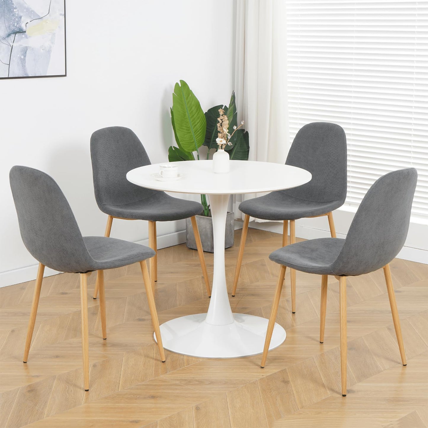 31.5 inch Round Clear Glass Table and Chairs for 4