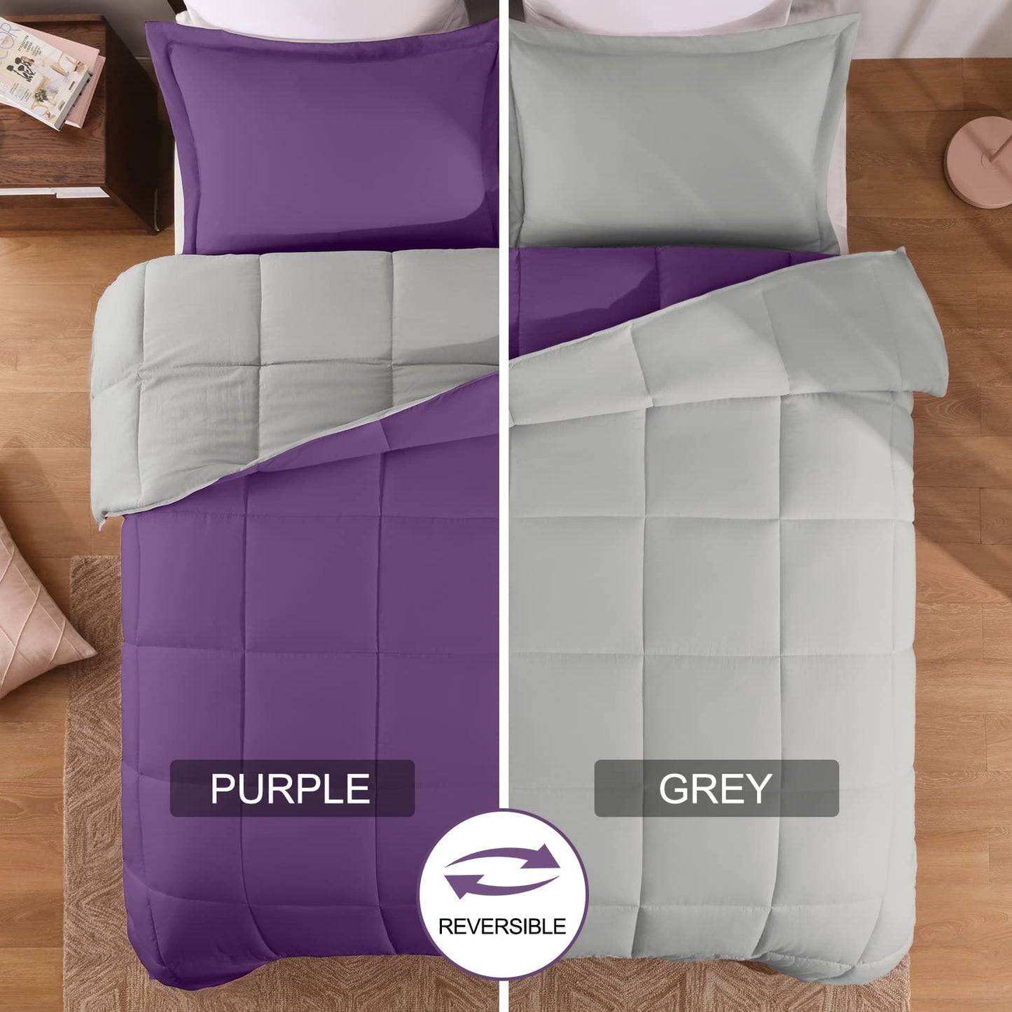 Fluffy Comforter Queen Set for All Seasons - Reversible Set