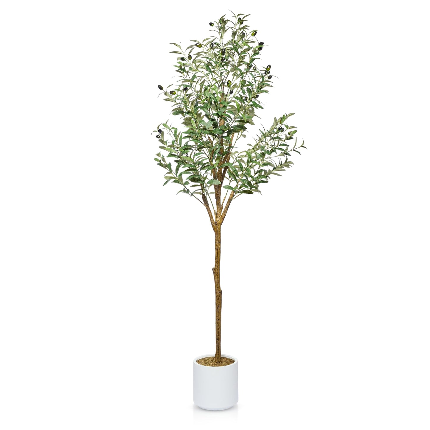 Artificial Olive Tree - 6FT Tall (72 Inches) - Faux Potted Silk Olive Tree Plant