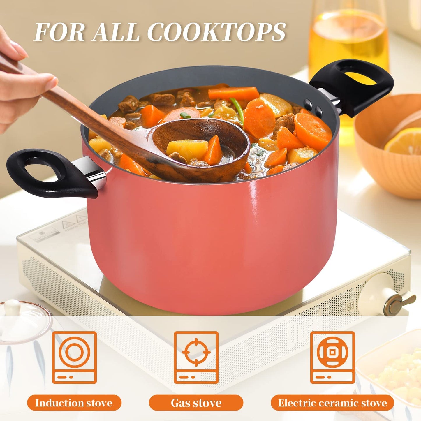 8-Piece Nonstick Pots and Pans Sets, Kitchen Cookware with Ceramic Coating