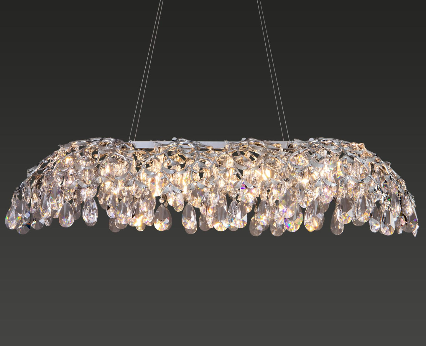 Modern Crystal Chandelier, Gold Pendant Flower Hanging Lighting