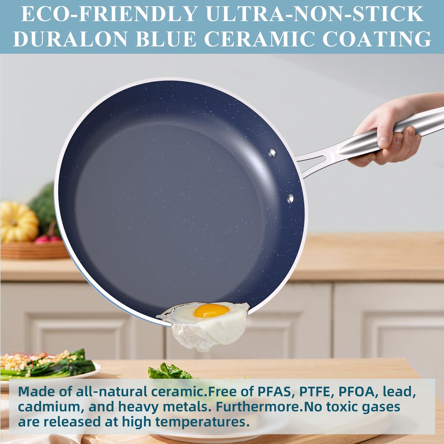 Ceramic Nonstick Cookware Set, Diamond Infused Scratch-Resistant