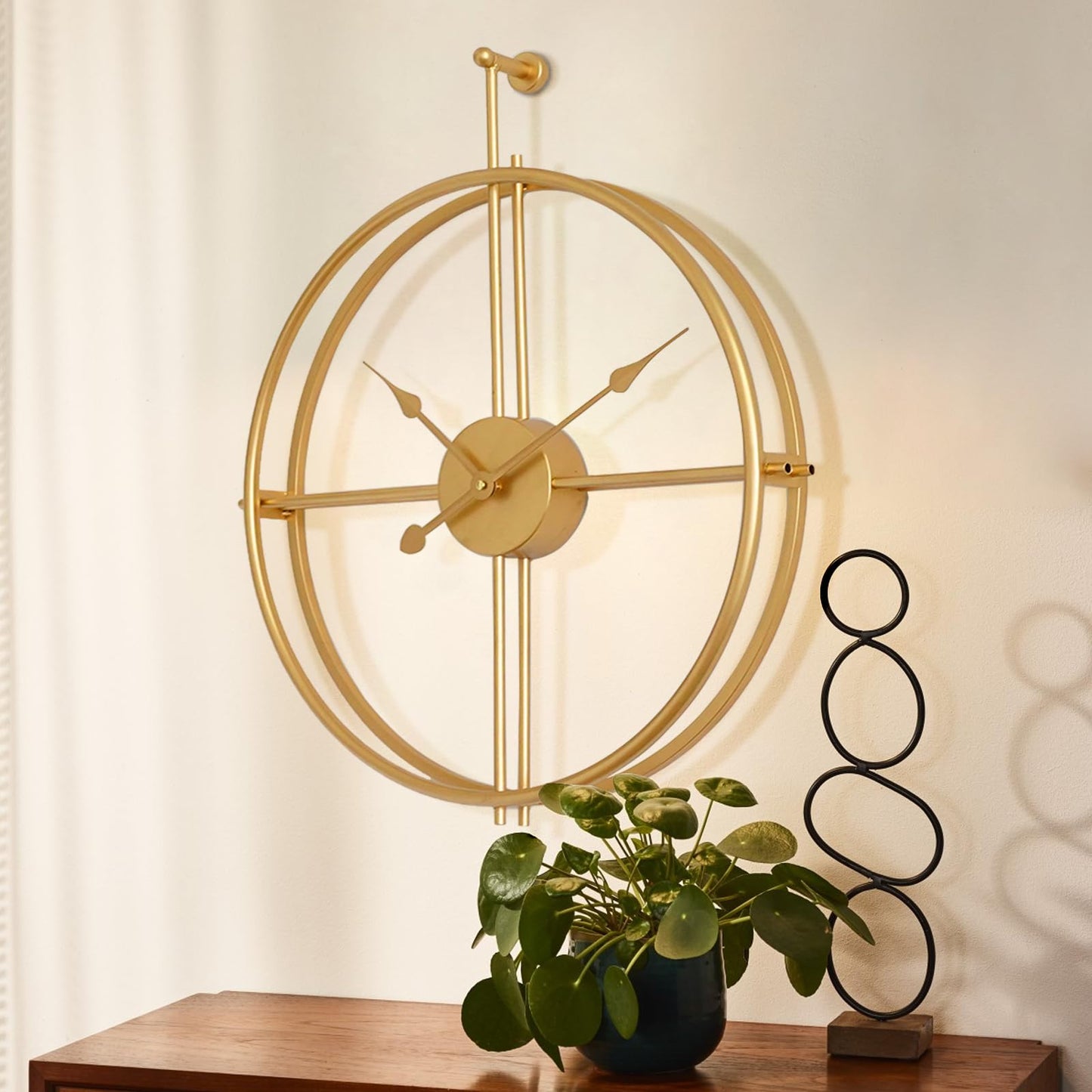 Large Wall Clock Gold Wall Clock Modern Metal Clock