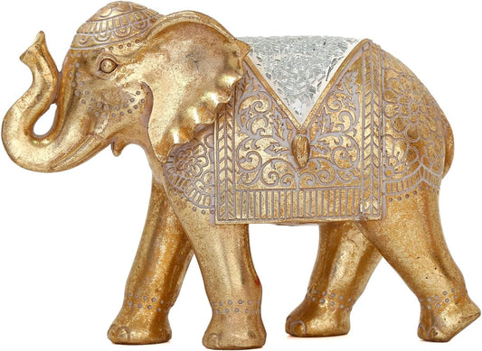 Elephant Statue for Home Decor Gold 9.2IN for Table Desk-Elephant Decor