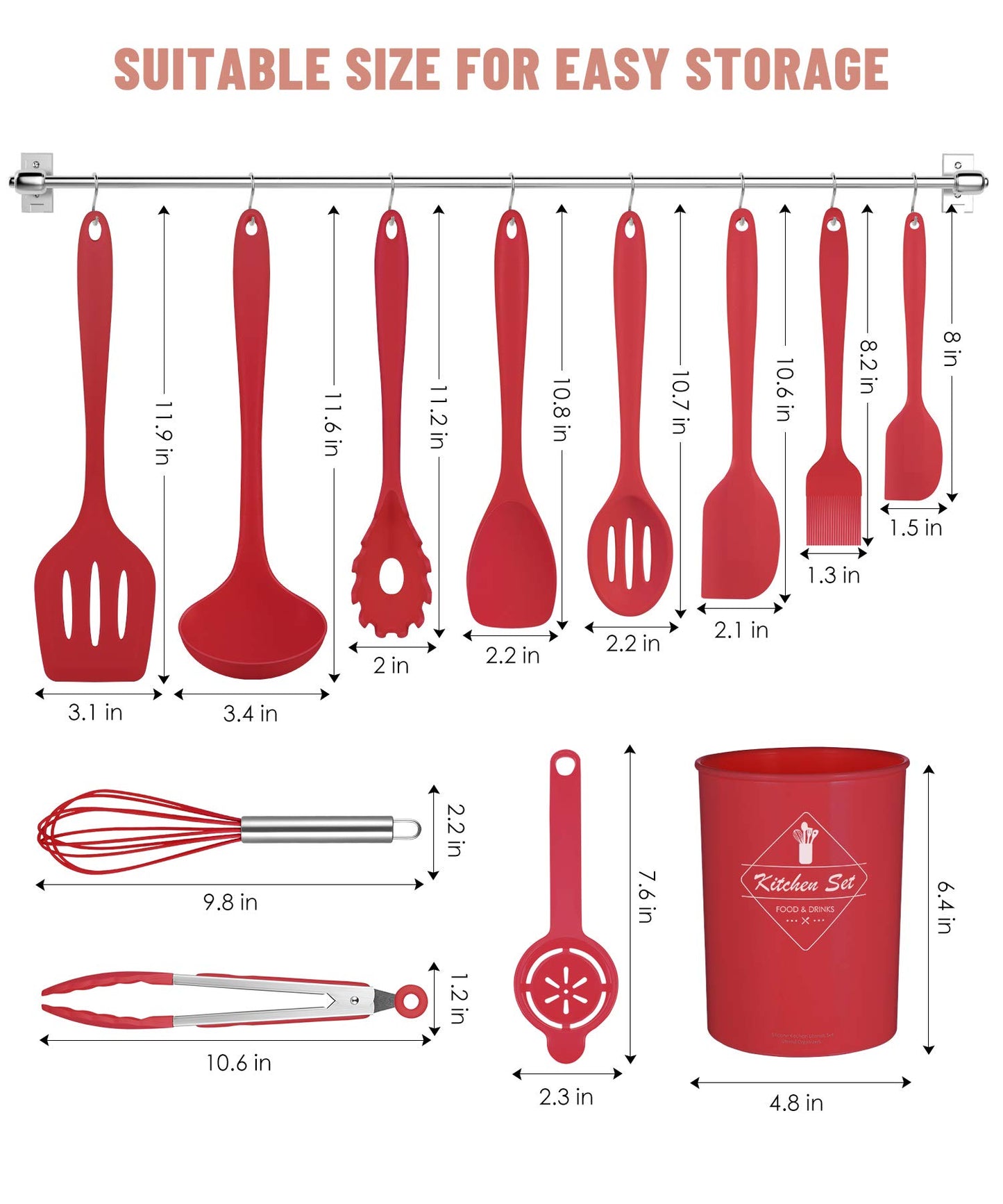 Kitchen Utensils Set-12 Pieces Silicone Cooking Utensils Set (Dishwasher Safe)