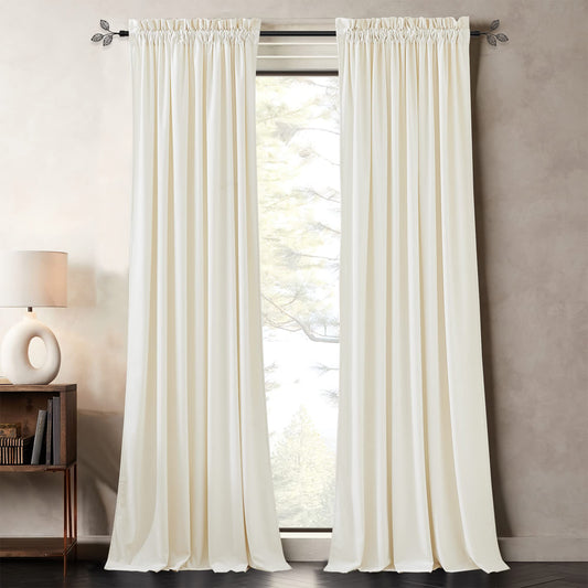 Velvet Curtains 96 inches - Soundproof Light Blocking Velvet Curtain