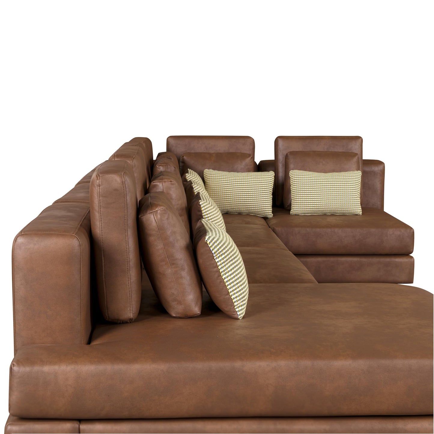 Oversized Modular Technical Leather Sectional Sofa Couch U Shaped