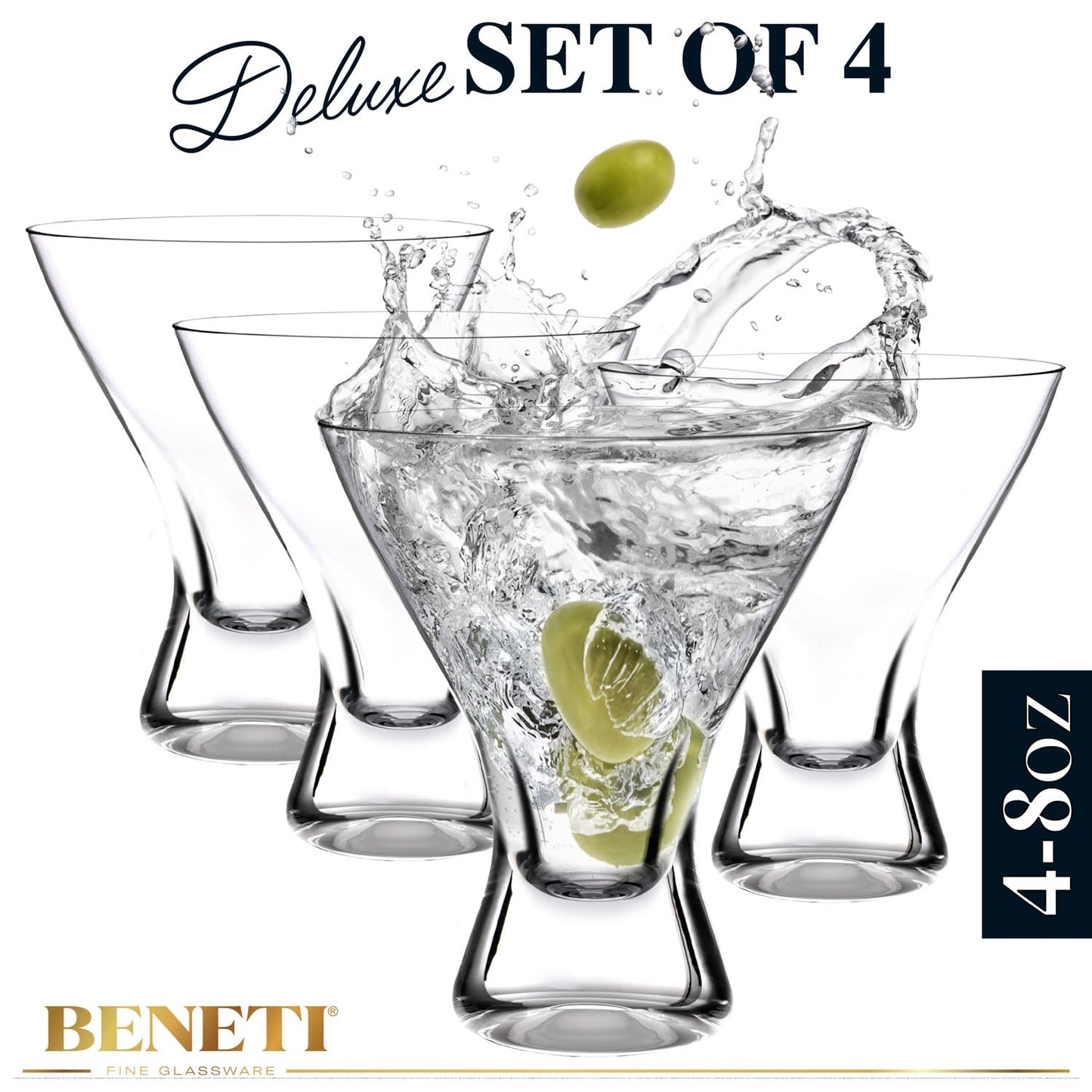 Martini Glasses | Stemless Cocktail Bar Set for Parties