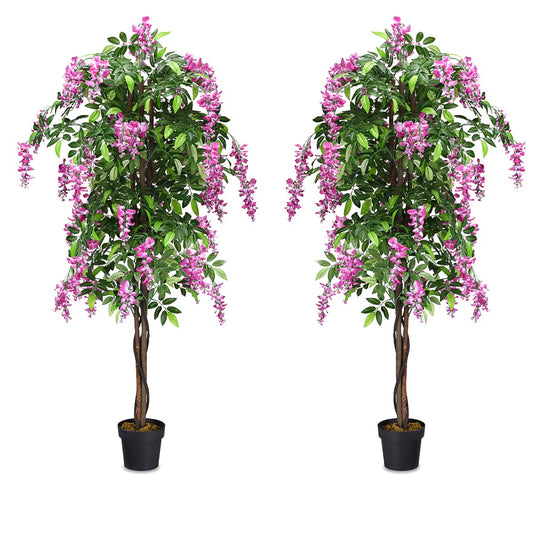 2 Pack 6ft Ficus Artificial Fake Trees for Indoor or Outdoor