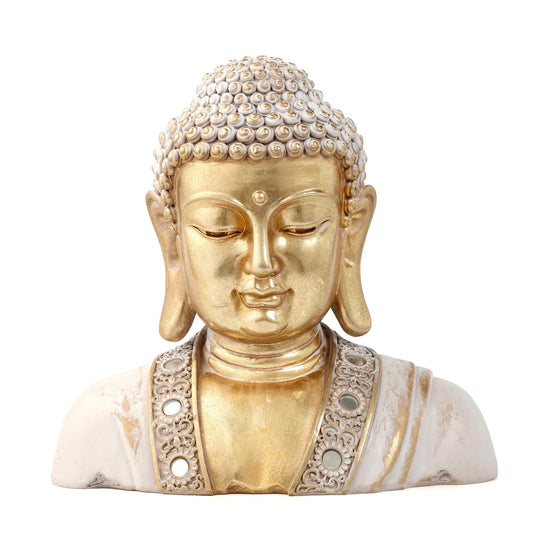 Buddha Head Statue Gold 9.5",Buddha Statues for Zen Decor Spiritual Relaxation