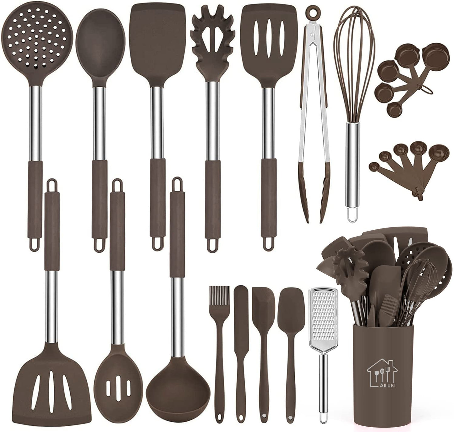 Kitchen Utensils 26 Pcs Set, Non-stick Heat Resistant Silicone