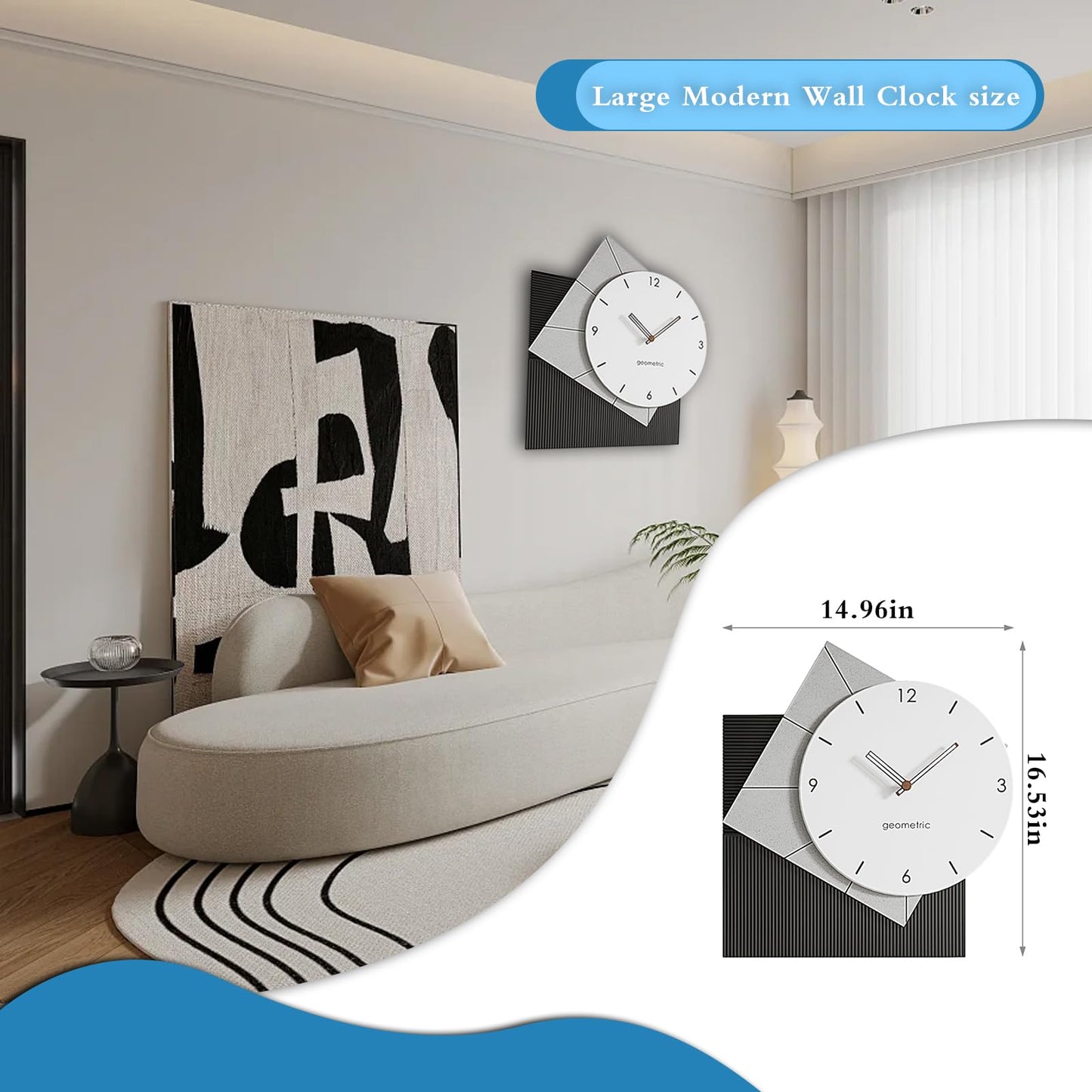 Large Starburst Wall Clock Non-Ticking Battery Operated