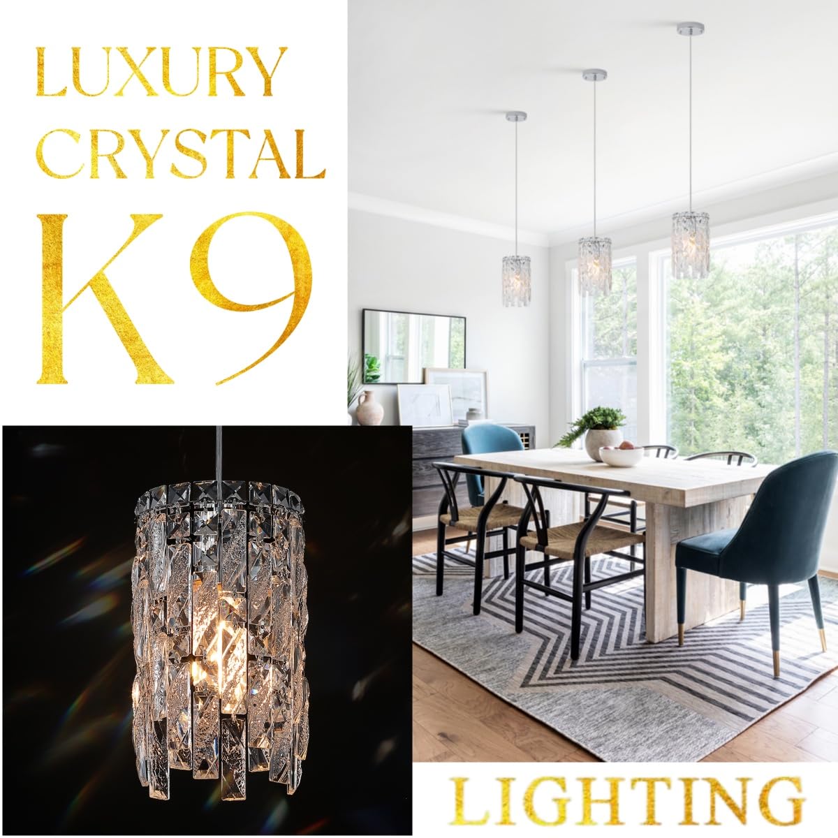 18’’ Gold Crystal Chandelier Light Fixture 5 Lights