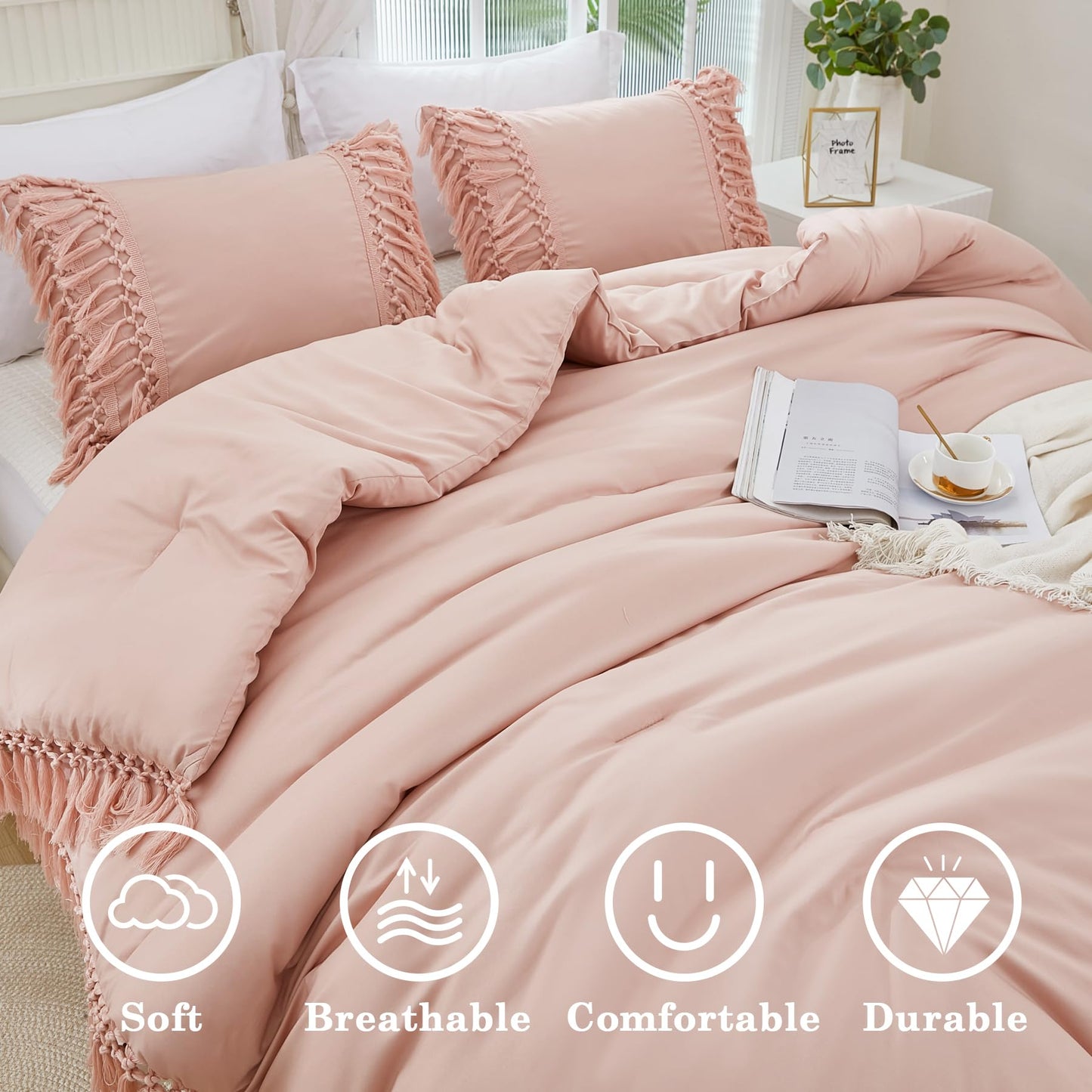 3 Pieces Boho Terracotta Lightweight Comforter Sets