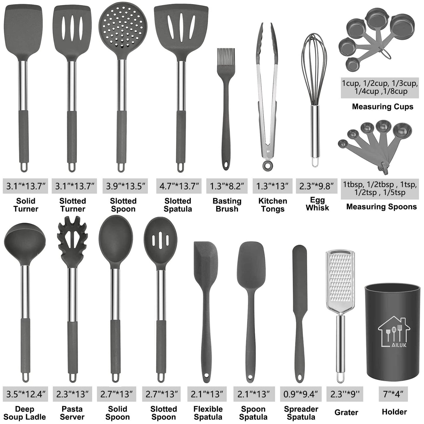 Kitchen Utensils 26 Pcs Set, Non-stick Heat Resistant Silicone