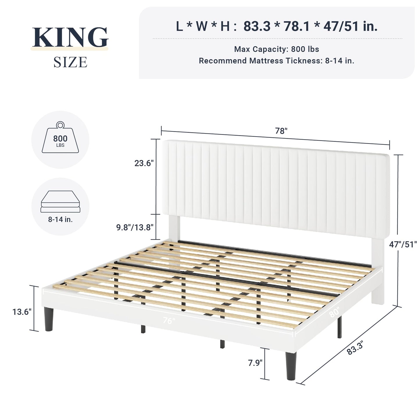 Velvet Upholstered Platform Bed with Adjustable Vertical Channel