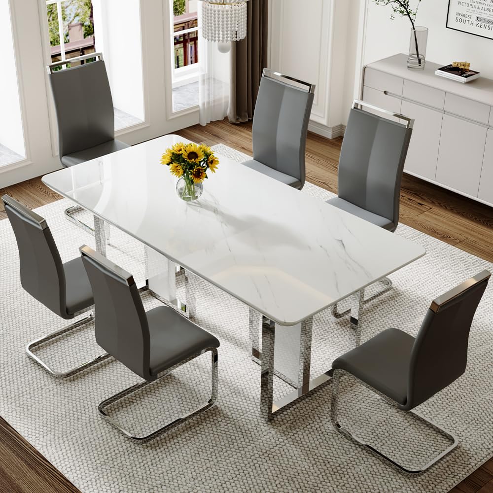 79" Black Modern Dining Table Set for 8,Black Golden Chairs