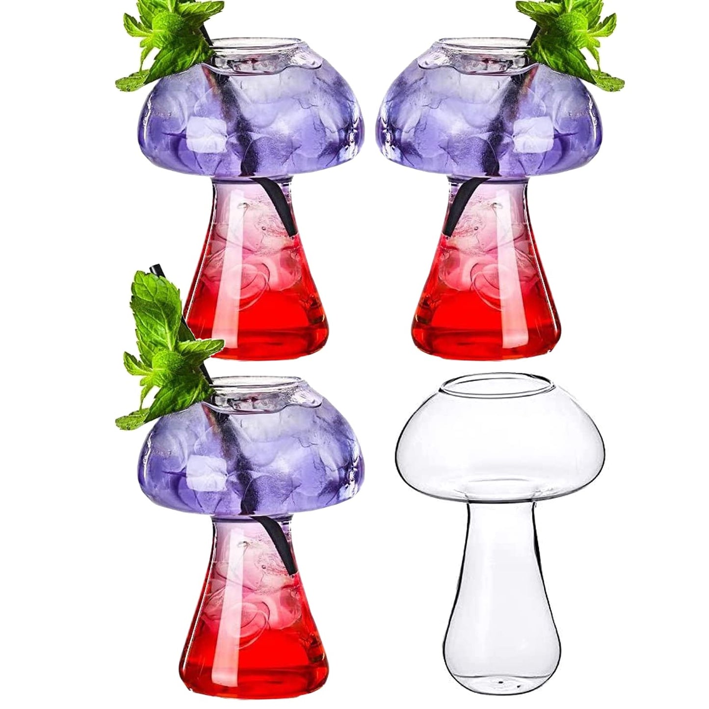 Creative Mushroom Shaped Cocktail Drinks Glass Cup Set of 2