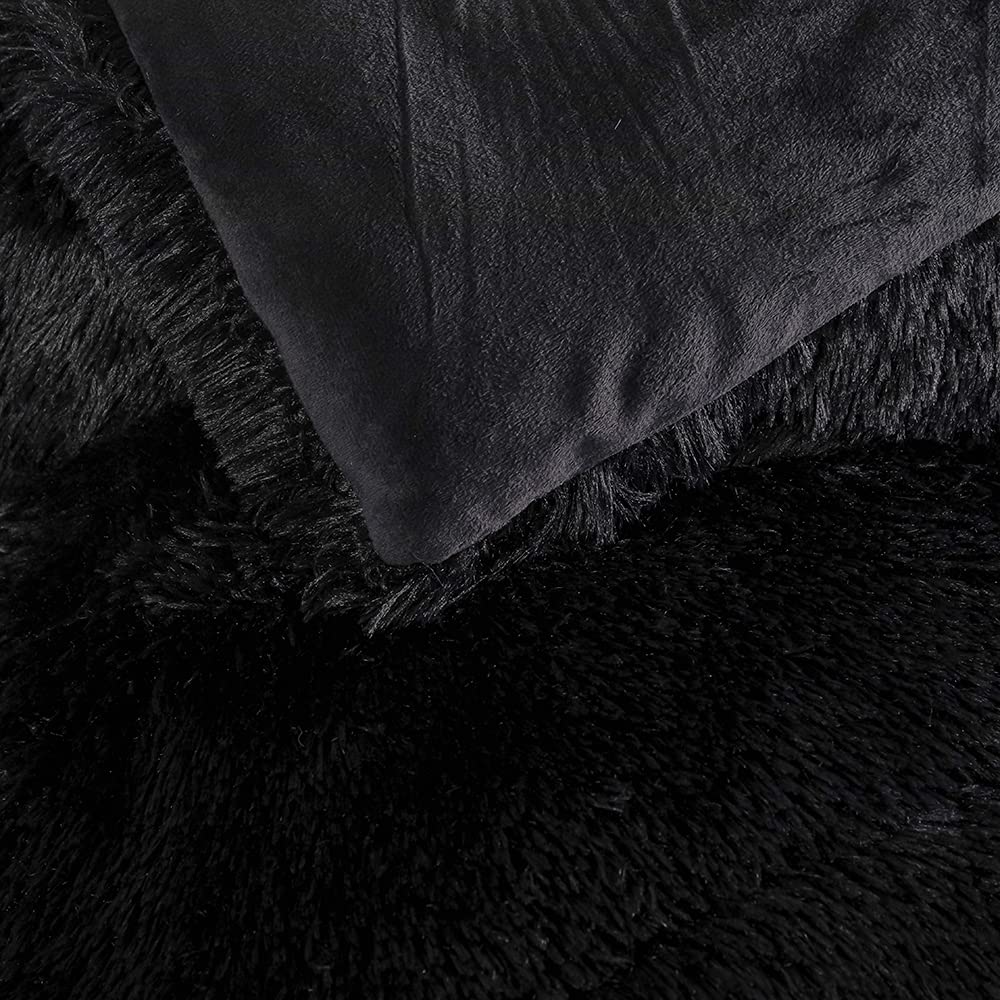 Faux Fur Tie-dyed Green Gray Black Colorful Comforter Sets Queen - 3PC Bed Set