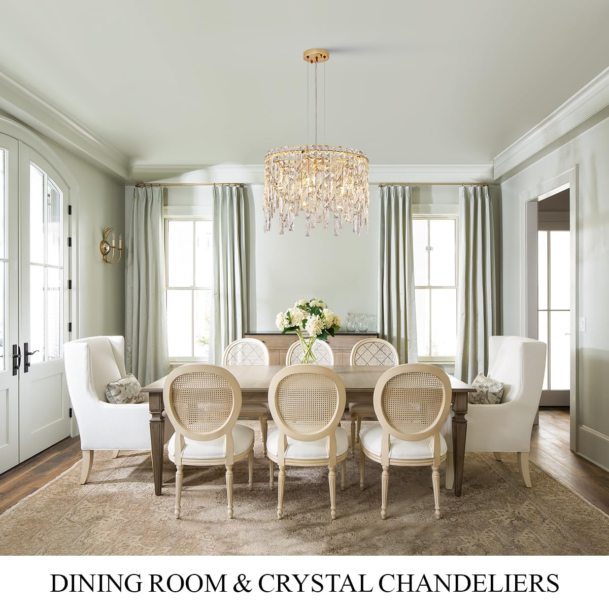 18’’ Gold Crystal Chandelier Light Fixture 5 Lights