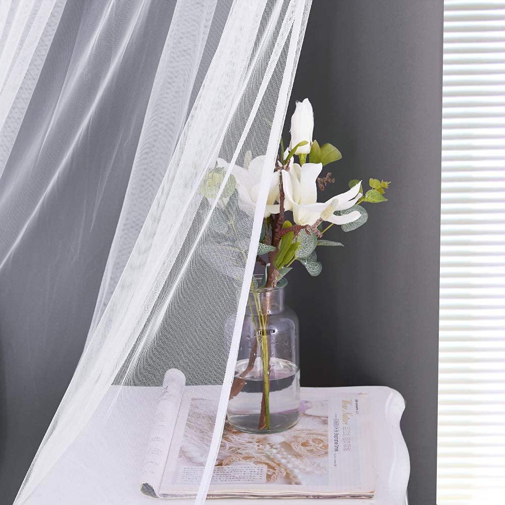 Double-Layered Curtains with Tie-Backs Sheer Drapes Light Blocking, 2 Pcs