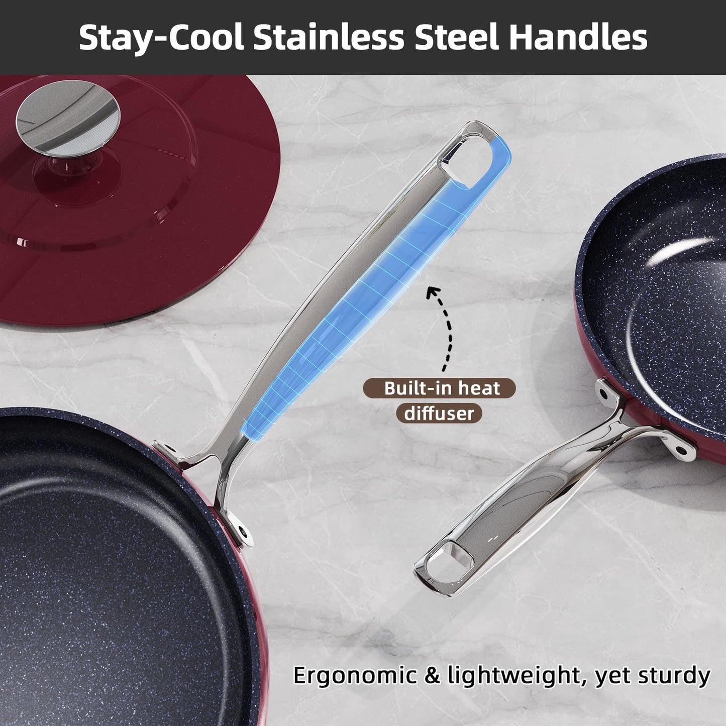 13pc Healthy G10 Duralon Ceramic Coating, Ultra Non-Stick, Stay-Cool Handles