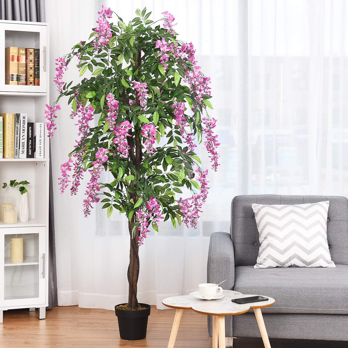 2 Pack 6ft Ficus Artificial Fake Trees for Indoor or Outdoor