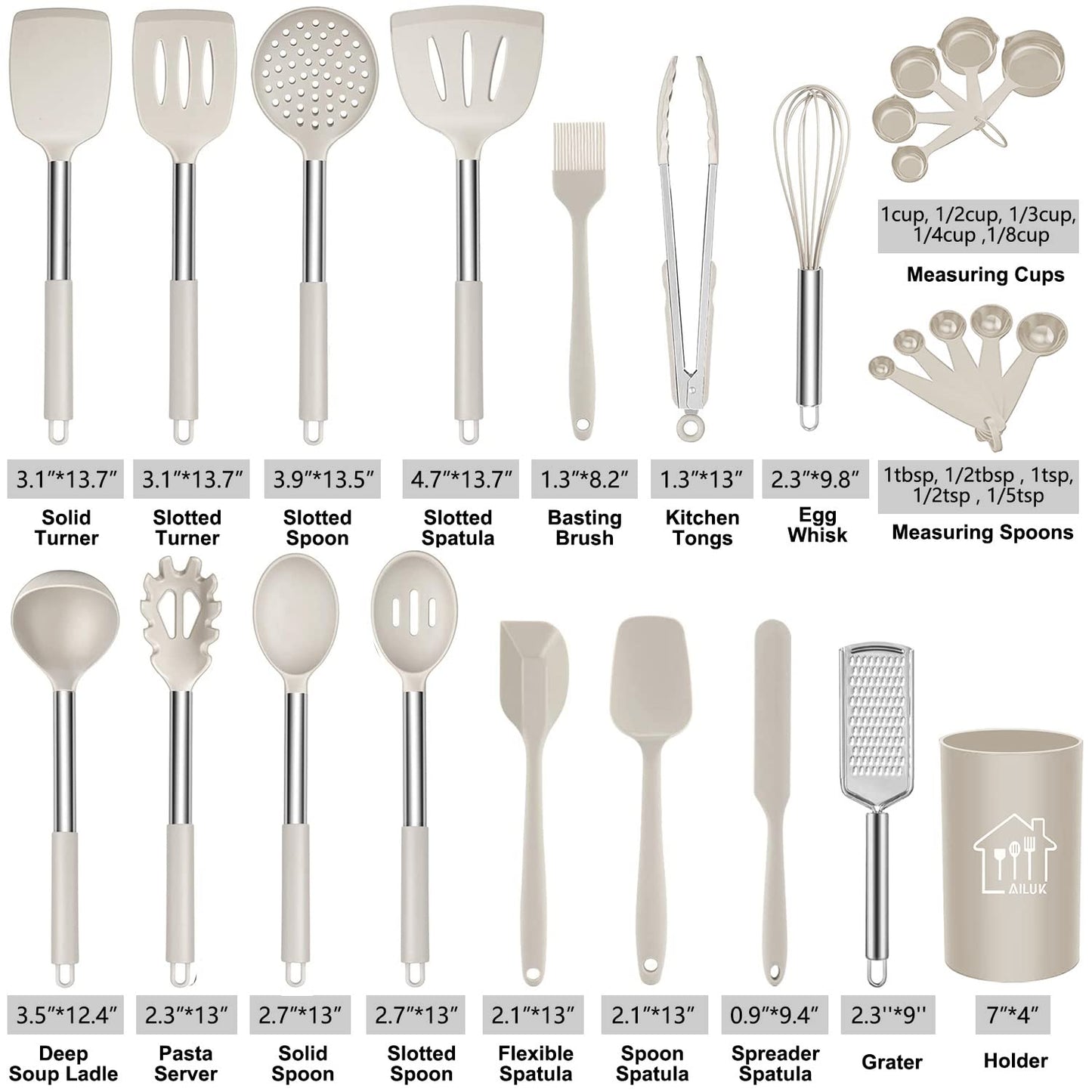 Kitchen Utensils 26 Pcs Set, Non-stick Heat Resistant Silicone