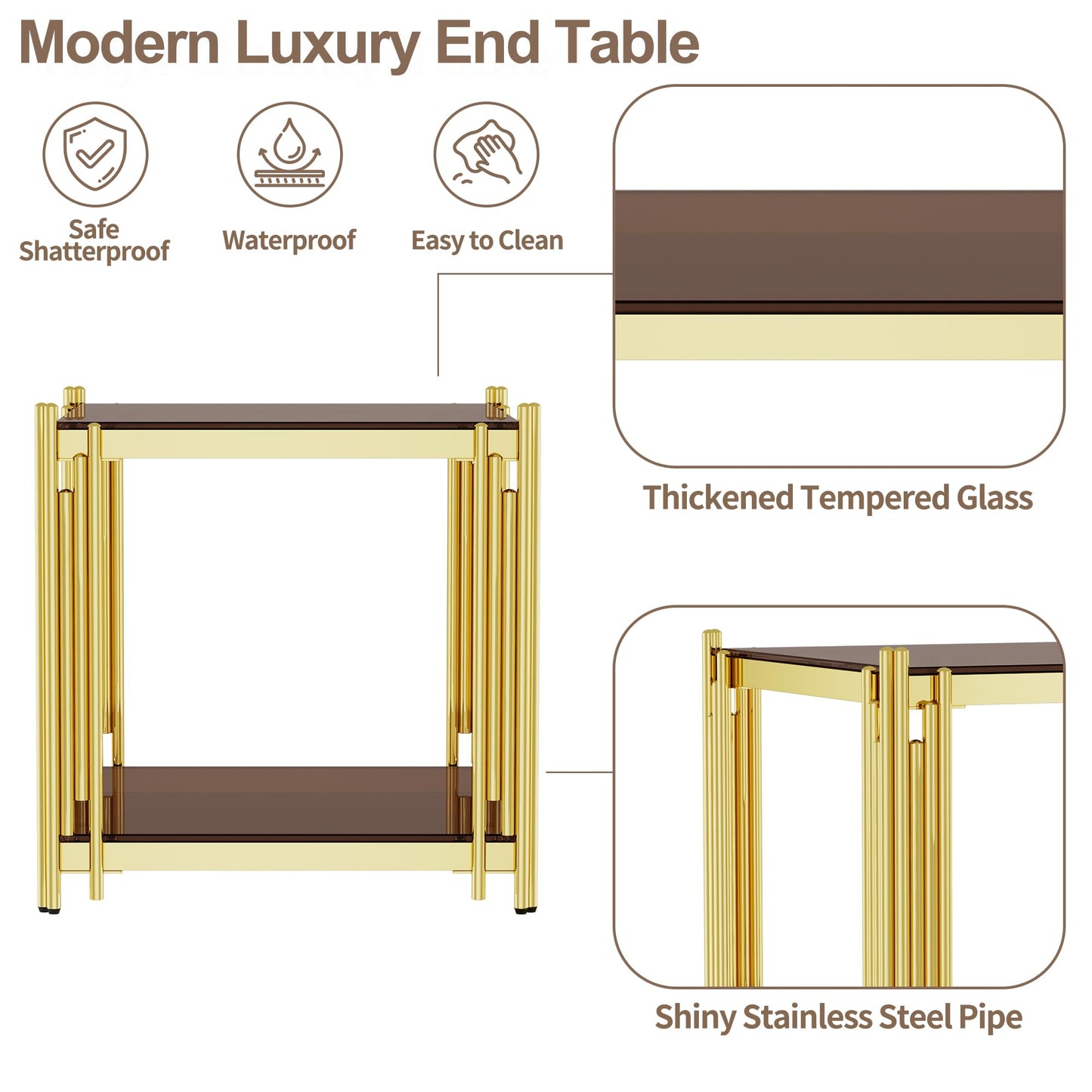 Modern Living Room Table Gold Stainless Steel Metal Leg Rectangular