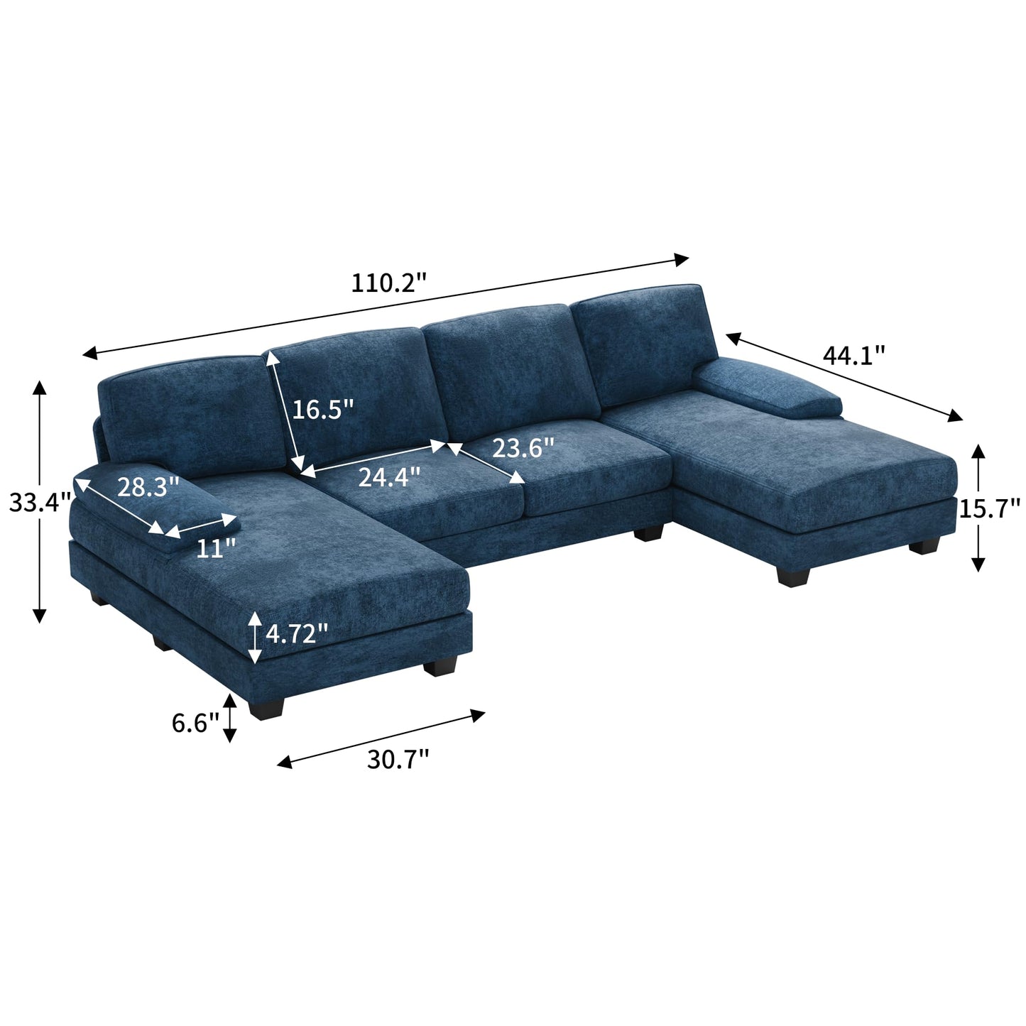 Convertible Sectional Sofa Couch, 4 Seat Sofa Set for Living Room