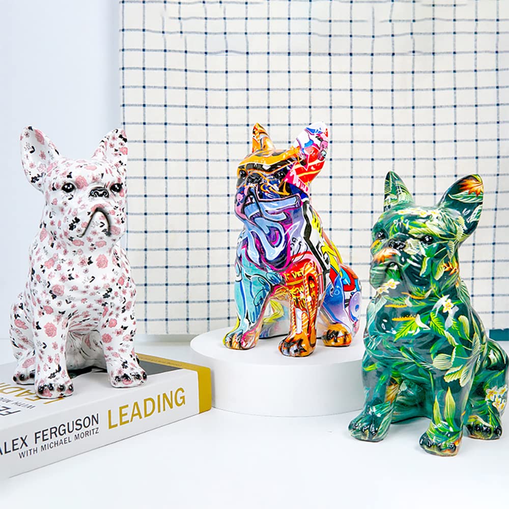 Graffiti French Bulldog Statue Sculpture Art Figurine Home Decoration