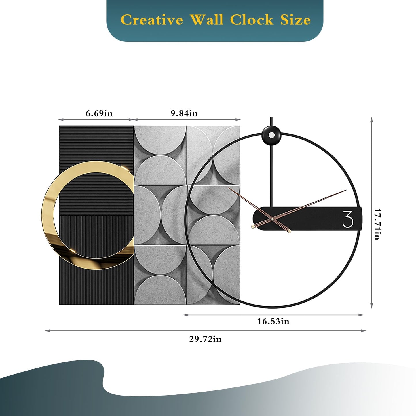 Large Starburst Wall Clock Non-Ticking Battery Operated