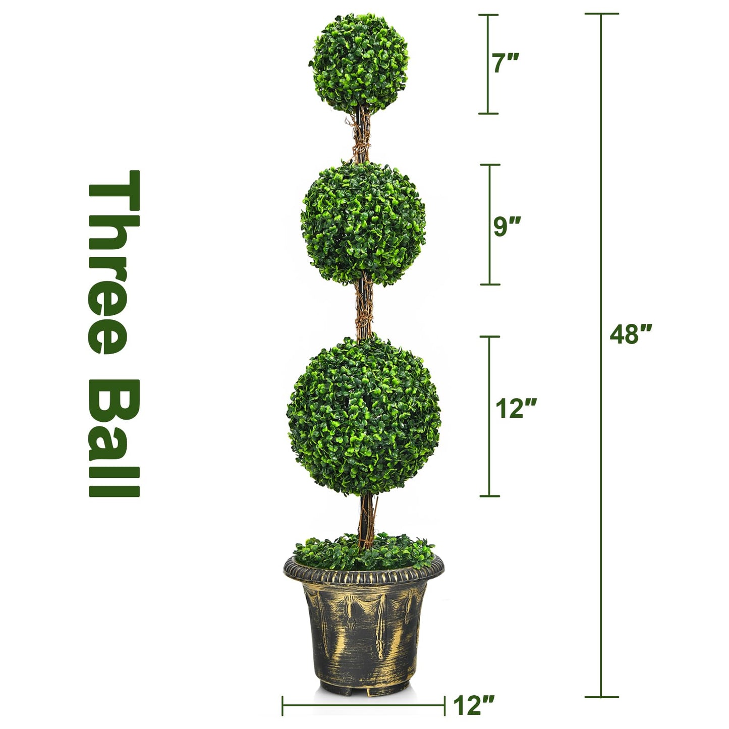 4ft 2 Pack Artificial Boxwood Topiary Tree, Fake Greenery Plants Ball Tree