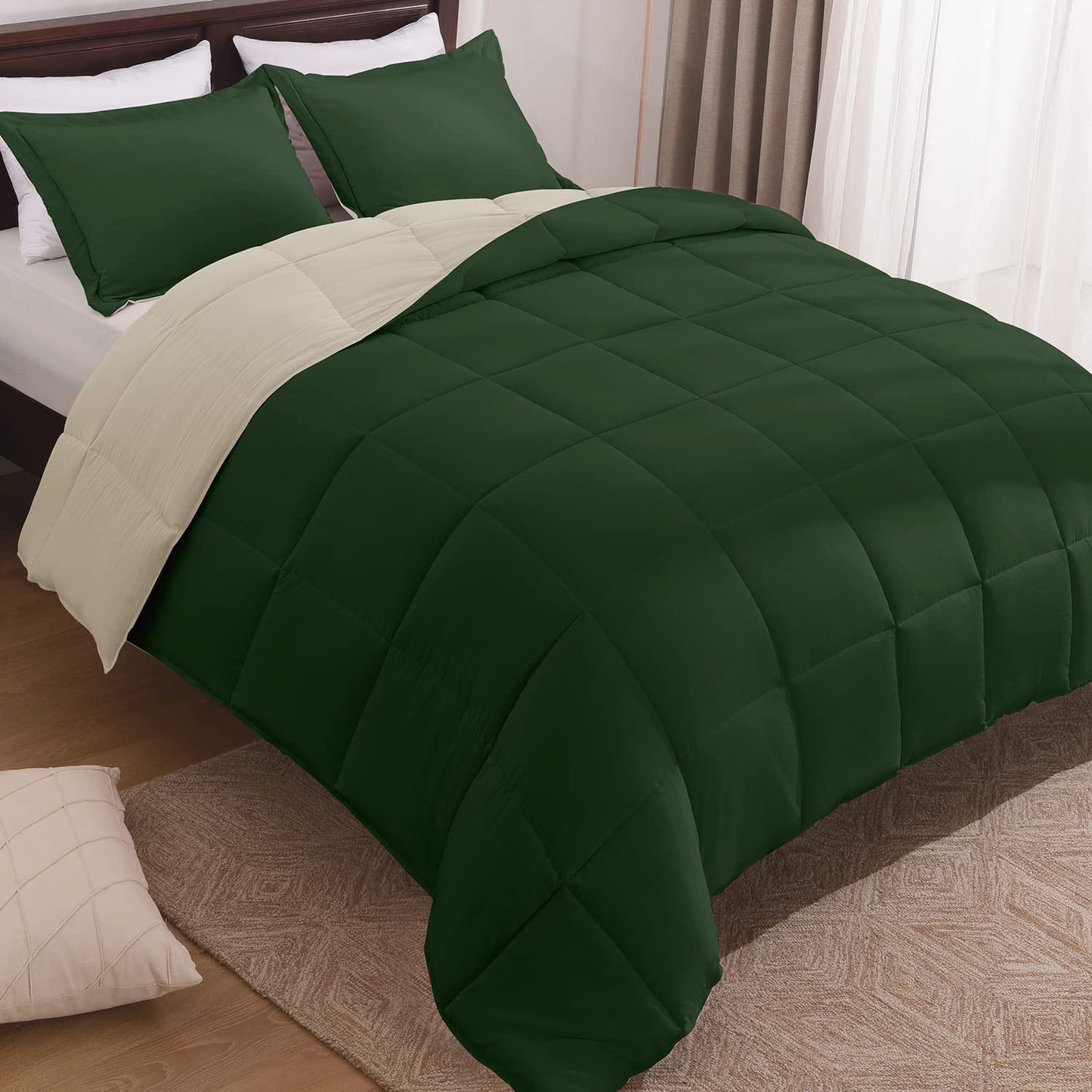 Fluffy Comforter Queen Set for All Seasons - Reversible Set