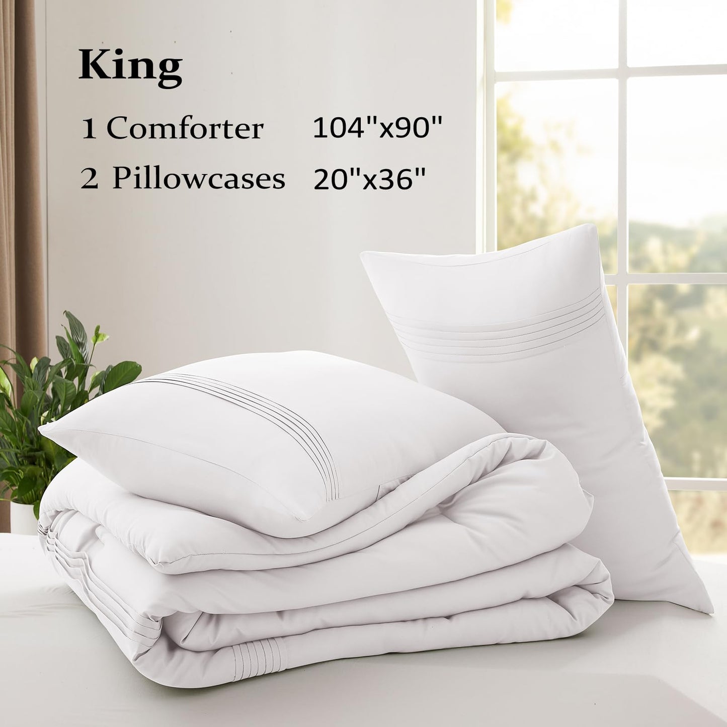 Lightweight Beige Comforter Set Queen Size, Fluffy Comforters