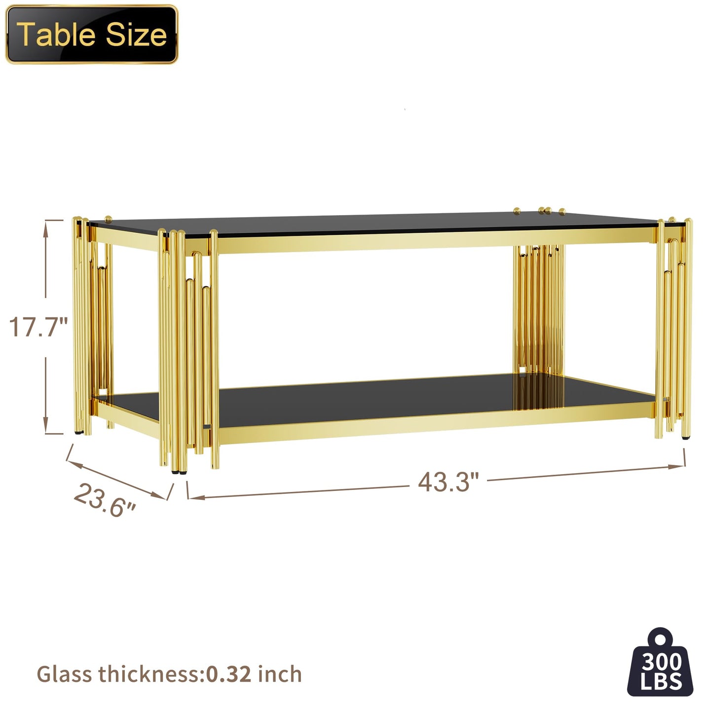 Modern Living Room Table Gold Stainless Steel Metal Leg Rectangular