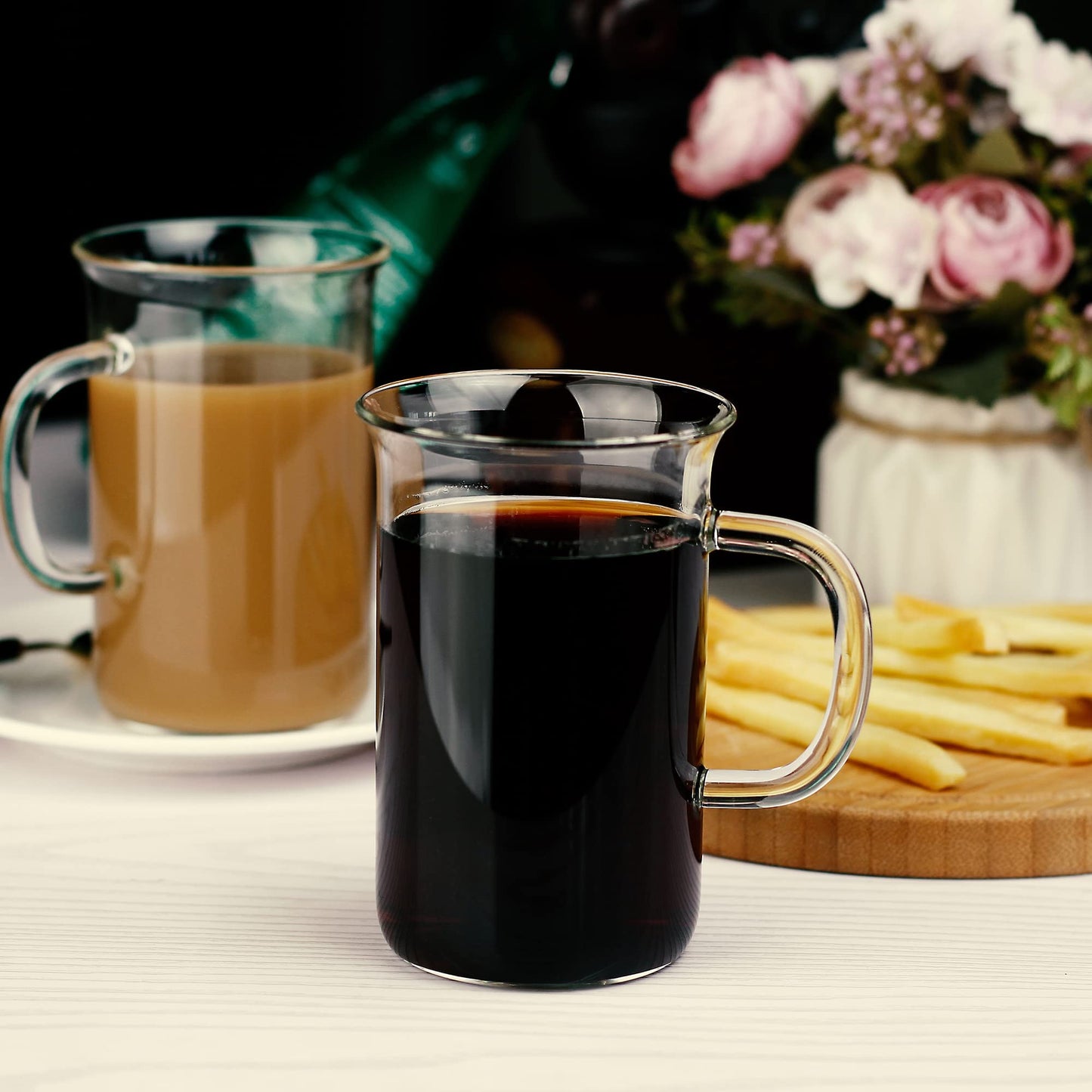 4pcs Set Iridescent Glass Coffee Mugs-Hand Blown & Seamless