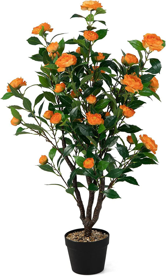 40” Artificial Camellia Tree with Fake Flowers for Indoor Outdoor Décor