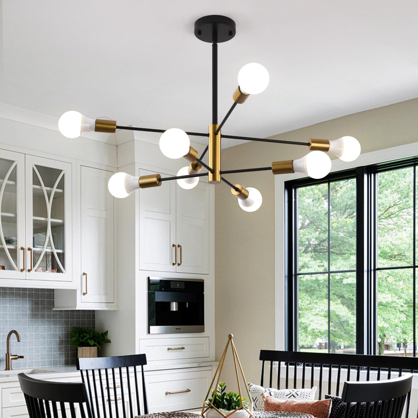 6-Light Modern Sputnik Chandelier, Mid Century Chandelier Pendant