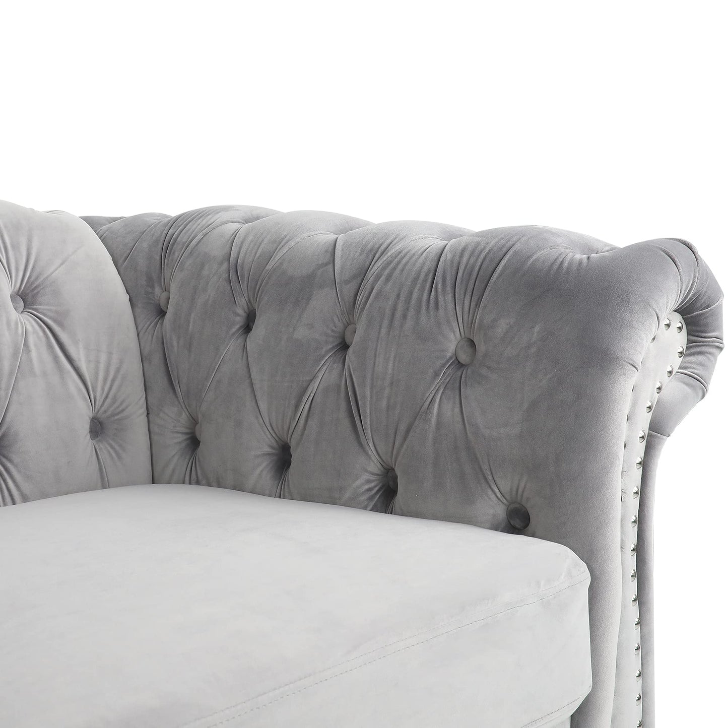 Velvet Chesterfield Sofa, 84 inch Modern Tufted 3 Seater Couch