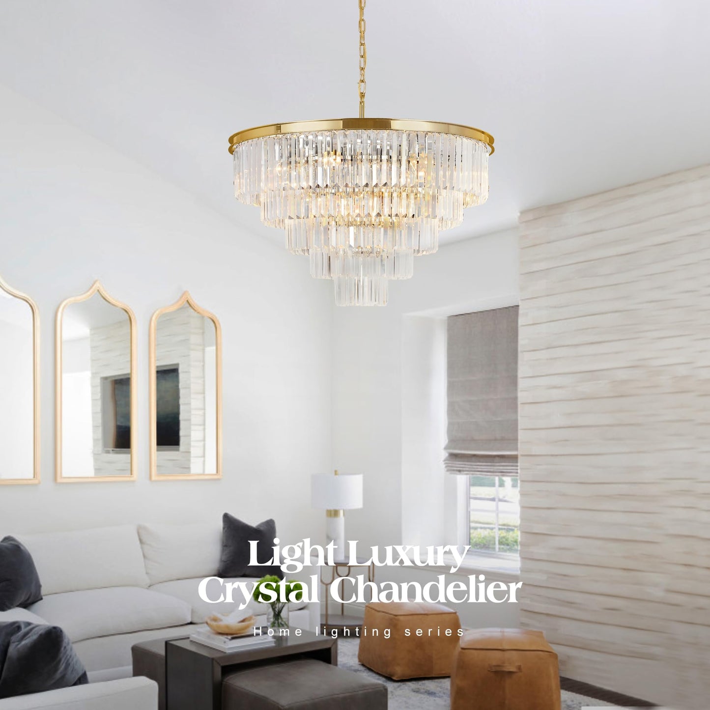 Luxury Smoke Crystal Chrome Chandelier, 8 Lights Pendant