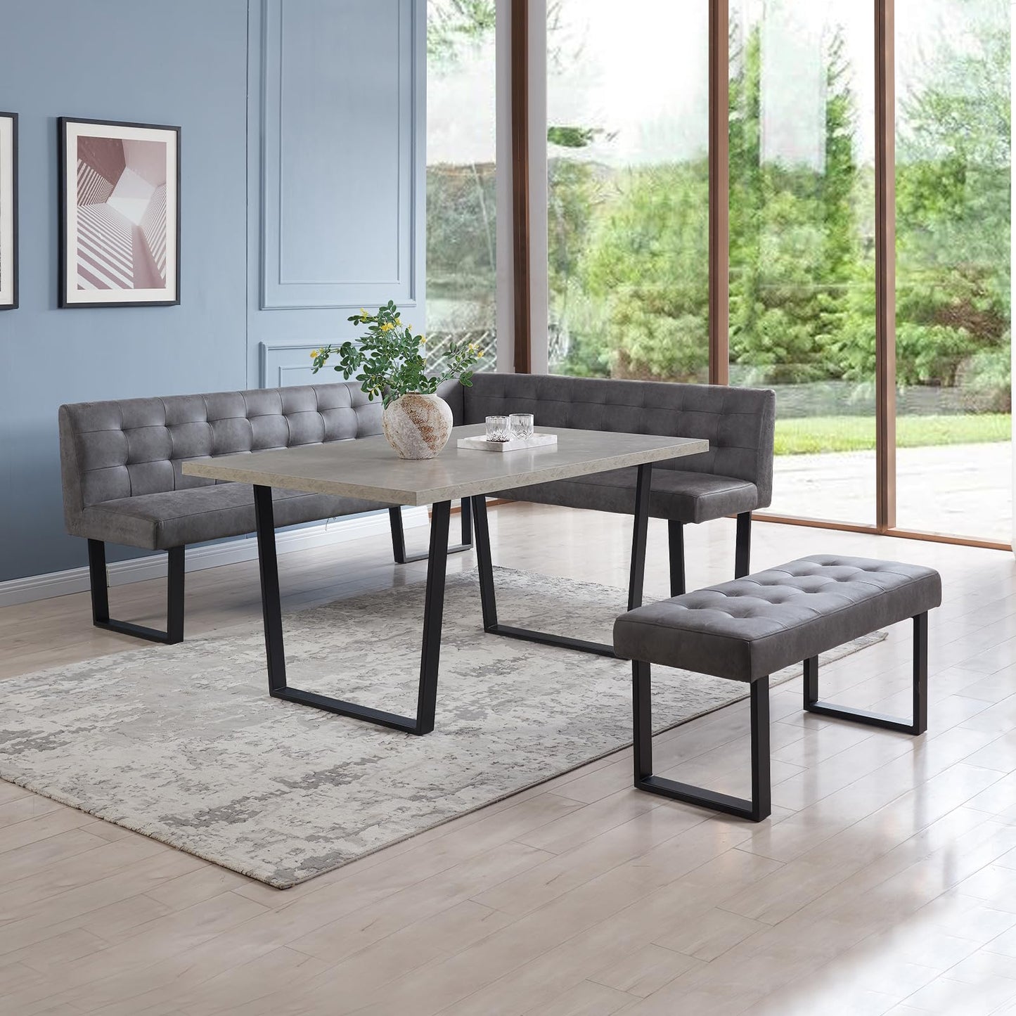 5 Piece Dining Table Set, Kitchen Dining Table and Leather Dining Chairs