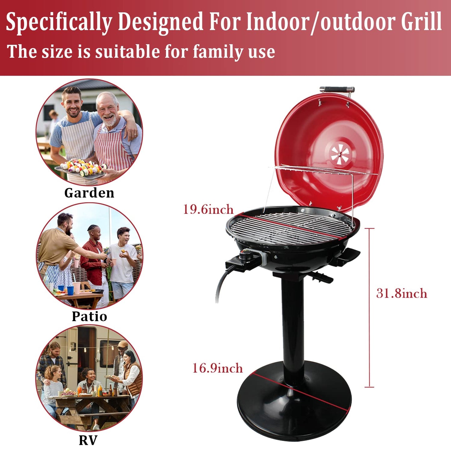 Electric BBQ Grill Techwood 15-Serving Indoor/Outdoor Electric Grill