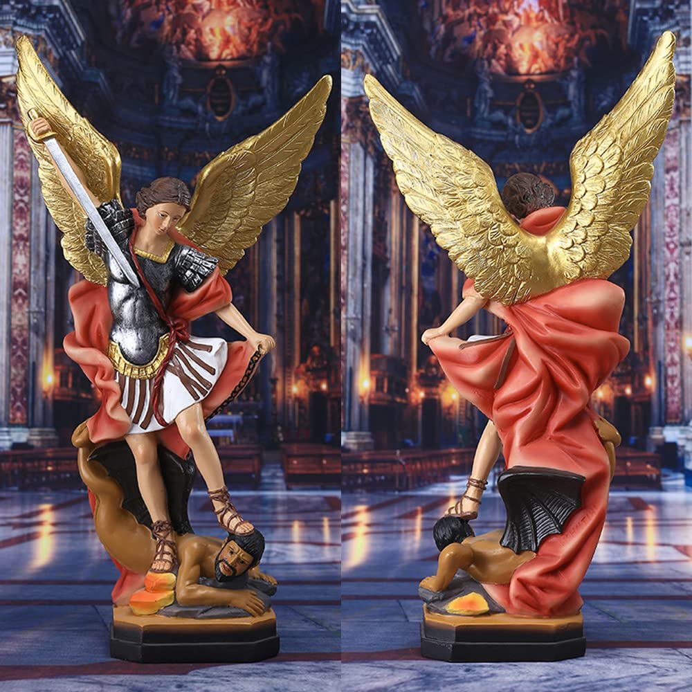 12.5in St. Michael Archangel Statue Collectible Figurines (Bronze)